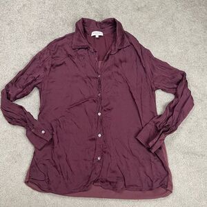 Michael Stars Womens Size Small Button Front Shirt Top Burgundy Long Sleeve NWOT